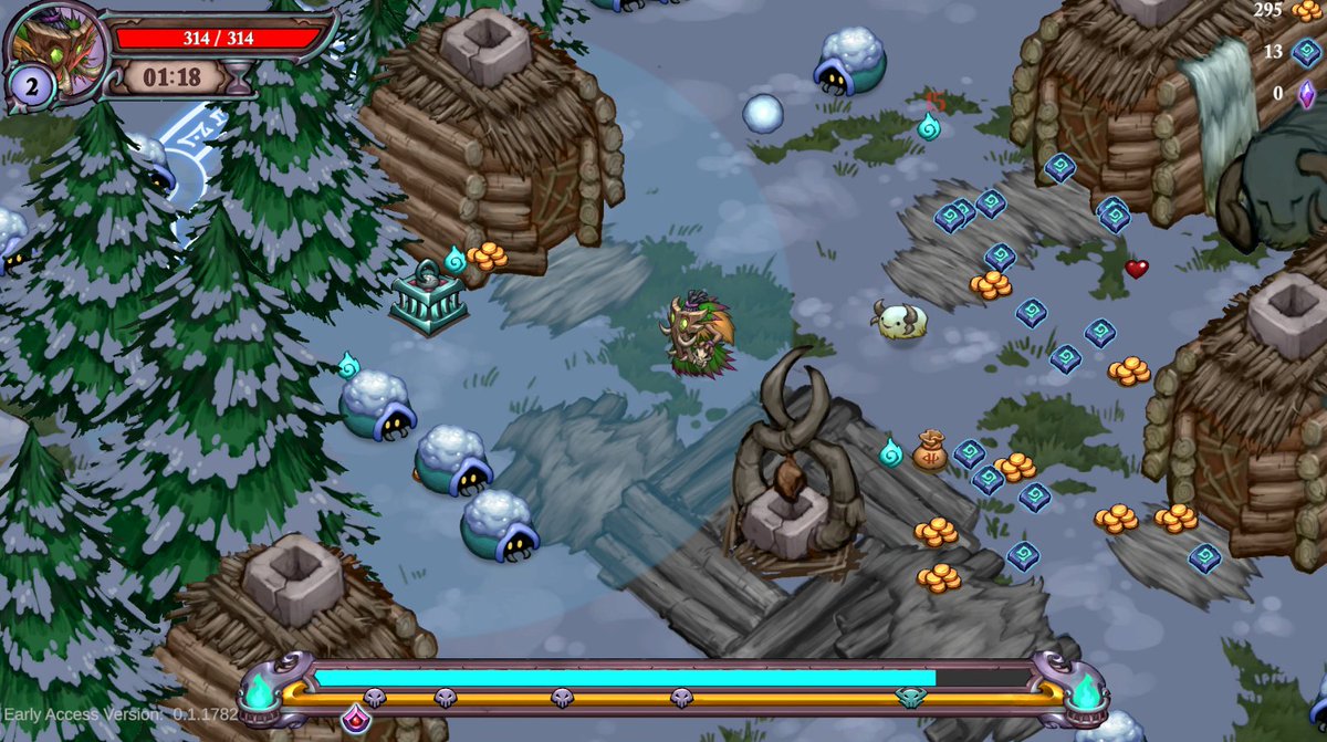 CreatureCauldrn's tweet photo. Here are some sneaky work in progress screen shots of the new Hunter "Shakpana" fighting in the new Highlands zone "Northwood" in Spirit Hunters: Infinite Horde! Coming very soon!
❄️Better pack a coat! https://t.co/tvUFPb0kgk