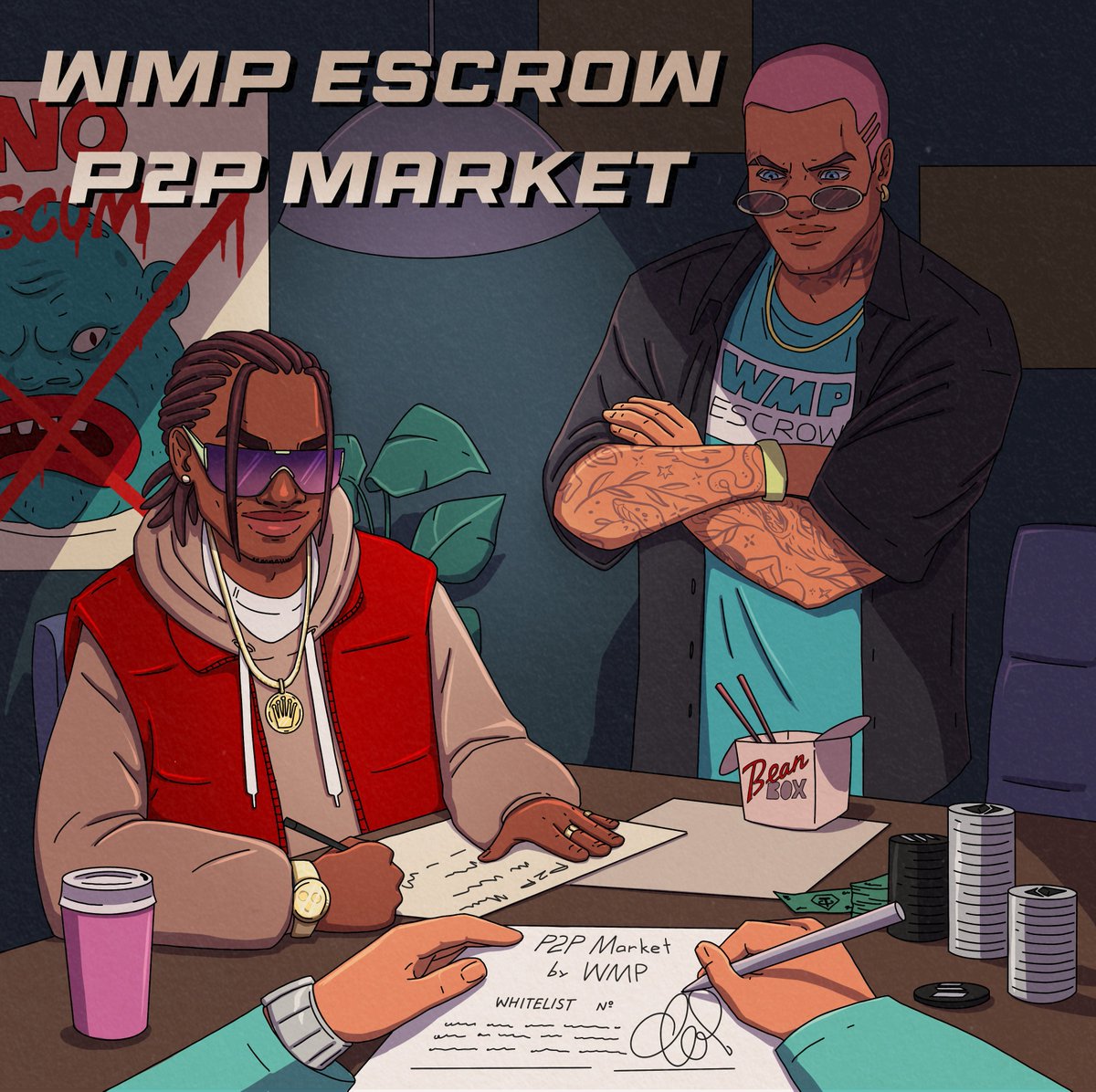 Ayo brothers and sisters! 🚀

Today we are launching our first UTILITY. That’s right - before we even mint. 

A P2P ESCROW MARKET. Now you can buy and sell whitelist of any NFT projects fast and secure. More info here: discord.gg/wmpnft