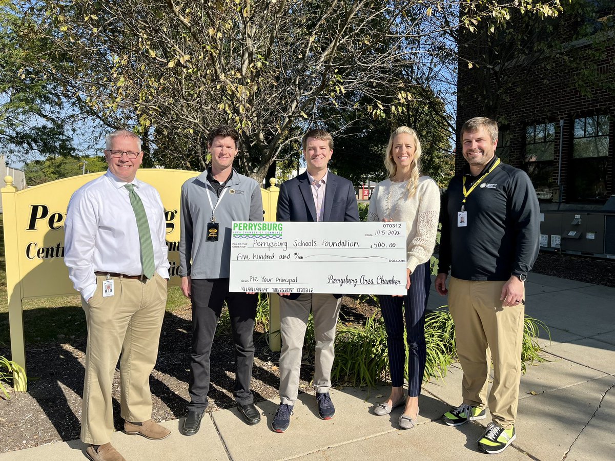 Pburg_Chamber's tweet photo. Shoutout to our “Pie Your Principal” participants! $500 was raised for the @pburgfoundation! Thank you @FortMeigsCooper, @ScottBuker48, and @MrsDavidsonHPI https://t.co/7GXj9N8fRR