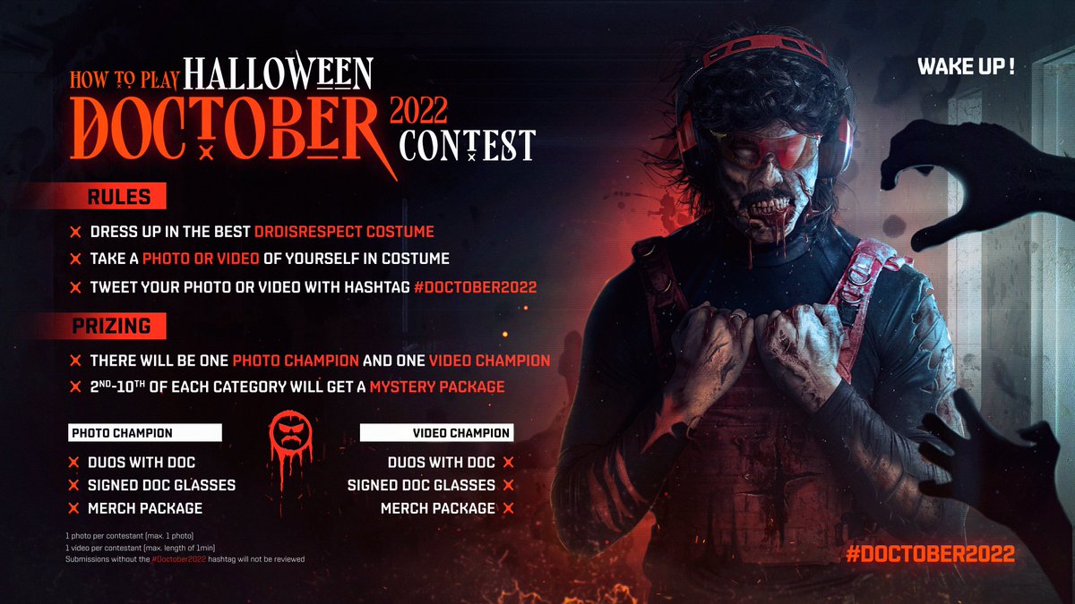 DrDisrespect's tweet image. The #Doctober2022 Halloween Contest is here!

Tons of prizes, tons of good looking costumes, tons of athleticism.

🎃Come get involved🎃