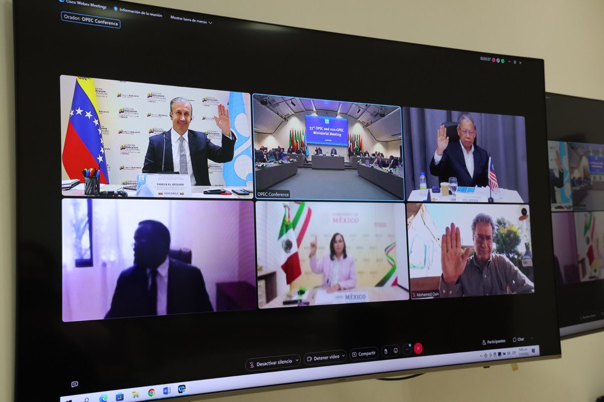 TareckPSUV's tweet photo. Es trascendental la decisión que hemos adoptado el día de hoy en el marco de la 33º Reunión Ministerial de la OPEP +. El equilibrio del mercado energético es fundamental para garantizar un suministro confiable para todos los países. @OPECSecretariat https://t.co/beYx3dKOwV