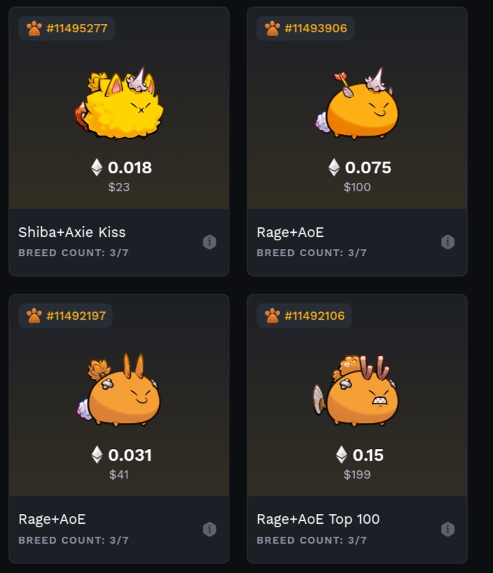AxieCuban's tweet photo. Tengo estos axies AoE en venta, los pueden encontrar en la Ronin que les dejo abajo. Si quieren hacer una oferta me la pueden dejar por DM. Agradecería RT

ronin:bb737ce9316825e676aeea222487e877c19b7d94 https://t.co/uAEvfdTSaW