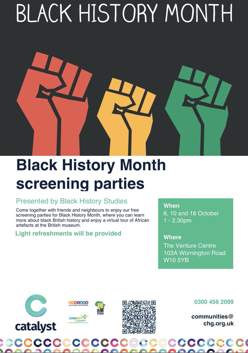 VentureCentre1's tweet image. Enjoy a free screen party Black History month, where you can learn more about Black British history and enjoy a virtual tour of all African artefacts on the British museum