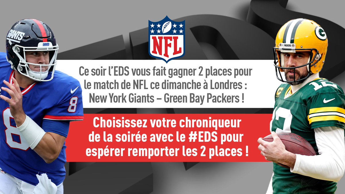 lequipedusoir's tweet photo. 🎁 CADEAU DE DINGUE ! 🎁

Remportez 2 places pour le match de NFL ce dimanche à Londres 🏈

Choisissez votre chroniqueur de la soirée pour le quiz 🍀 #EDS https://t.co/wcUmMOoCwq