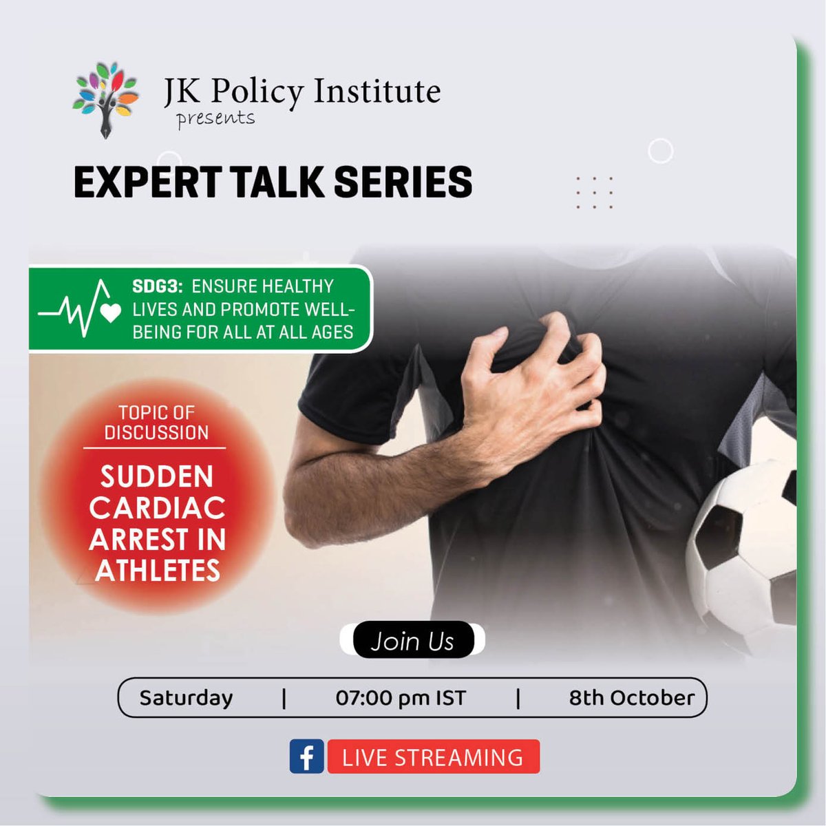 JKPI_'s tweet photo. In #Kashmir, unexpected fatalities because of heart attacks in young individuals without any underlying illness have increased dramatically in recent years. JKPI will discuss this grave issue &amp; the way forward with an Intn'l Sports Medicine Physician and Sports Cardiologist. https://t.co/fXCNmRQb8Z