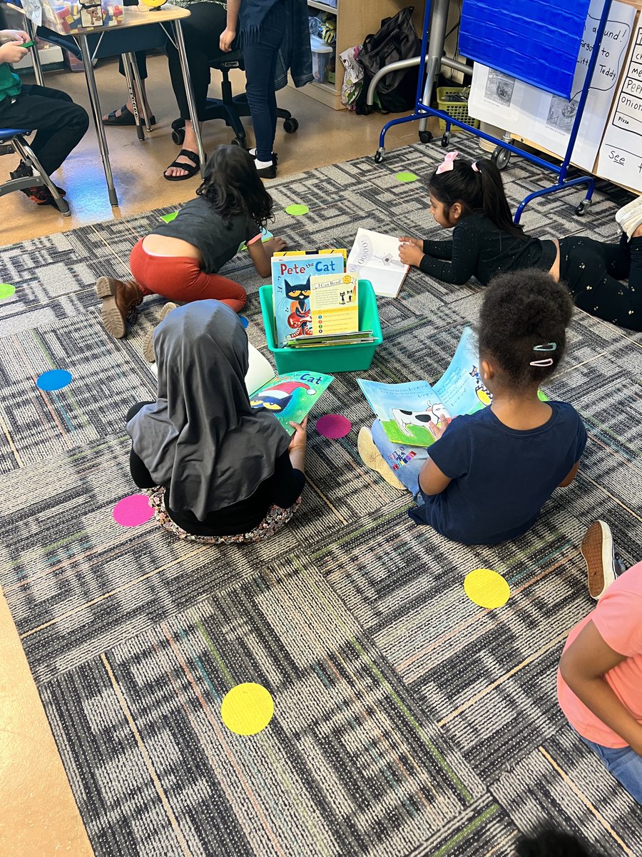 1st graders engaged in reading workshop.