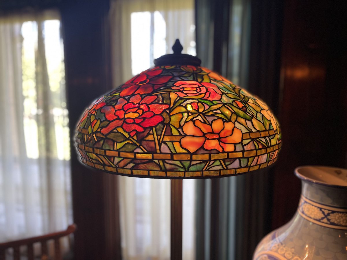 A Tiffany lamp with super warm red tones.