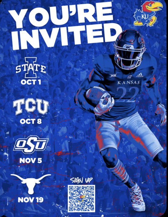 Excited to attend college game day at KU.
 <a href="/KU_Football/">Kansas Football</a> #RockChalk