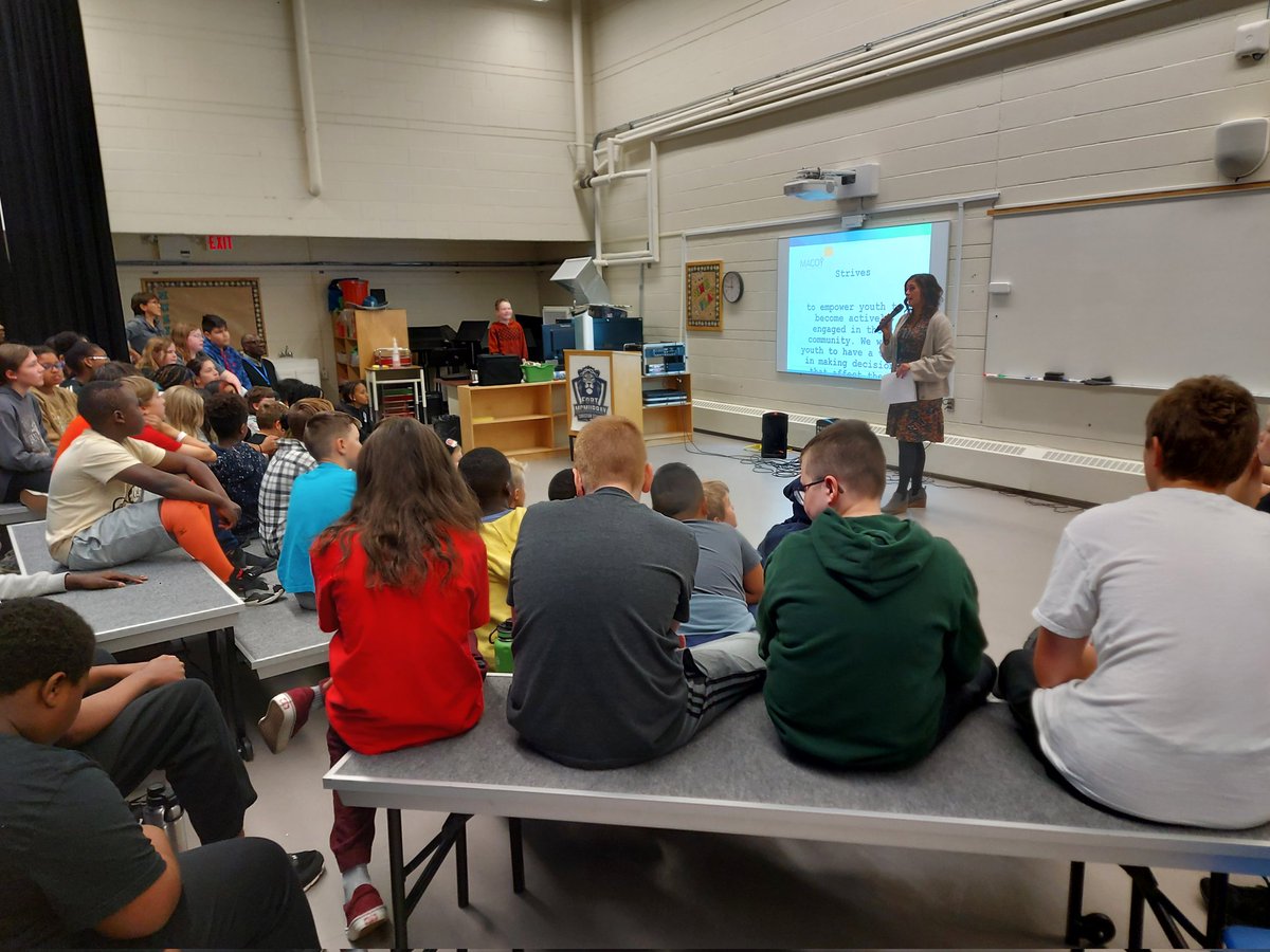 GeoffreyBisho10's tweet photo. Today we welcomed Ms. Nicole Martyn-Dickinson from the @RMWoodBuffalo to speak to our grade 6-9s about #MACOY - Mayor's Advisory Council on Youth.

This is a great opportunity for students to have a voice in the decisions that impact our community!

@FMPSD @ChristianFMPSD https://t.co/voYGHl2Bba