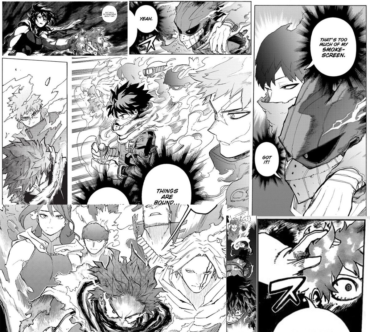 #bnhaspoilers #MHASpoilers Can we talk about how the O4A vestiges are always putting their hand on Deku's head or giving him a hug🥺💘I also like that they're behind him like a shadow, always right there. They got his back and he's not alone 😭 