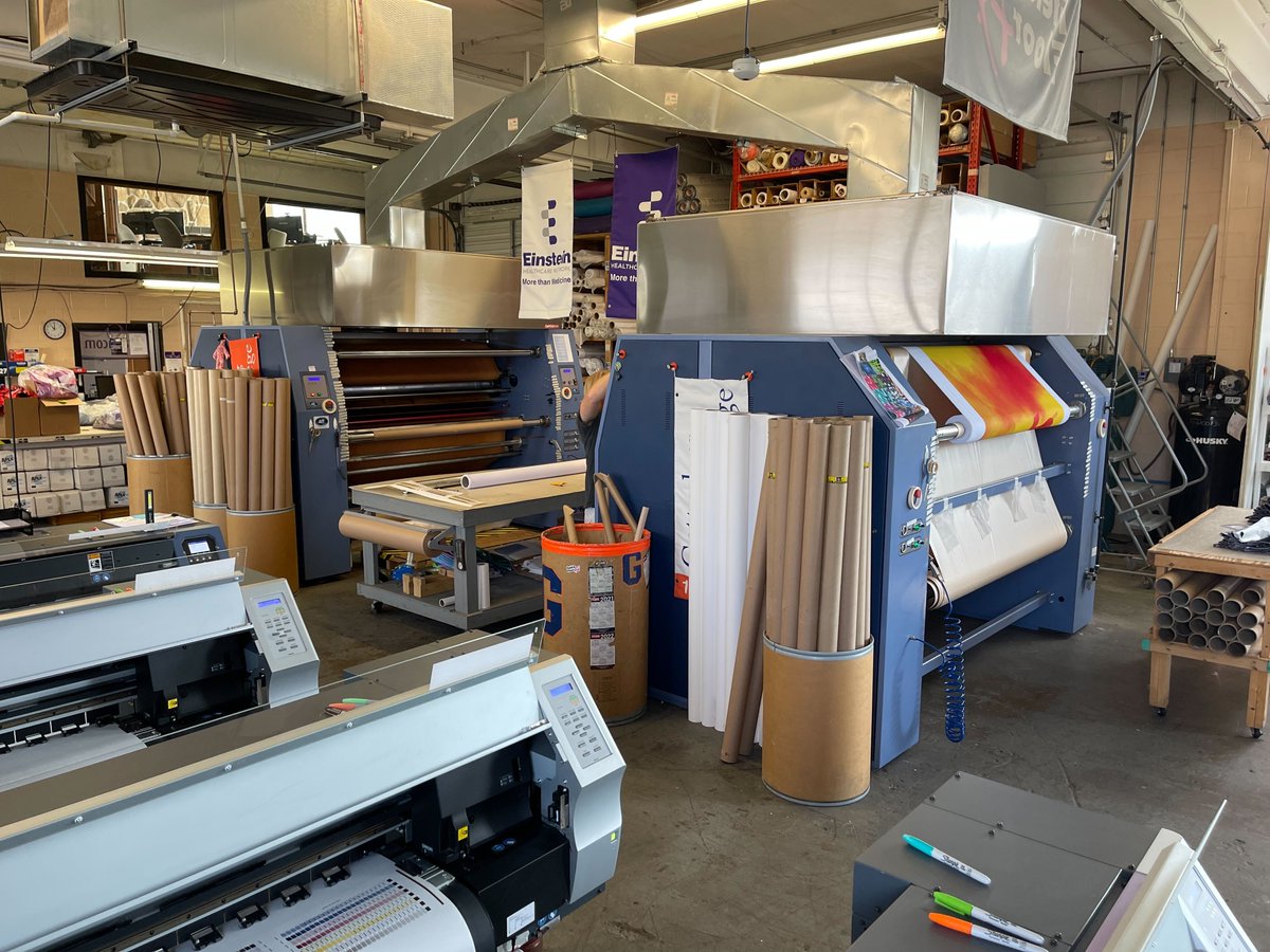 AlderColor's tweet photo. A couple weeks ago in Getty'sburg, PA, our color tech took a trip to visit our customers at Graphcom. Created new calibrations and profiles for new transfer paper on a couple of Mimaki JV33-160's. Need some help with color management?  Contact our team today! https://t.co/PUAZSsu0oc