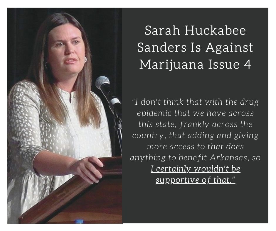 FamilyCouncilAC's tweet photo. Gubernatorial candidate @SarahHuckabee recently said that she plans on voting NO on Marijuana, Issue 4. https://t.co/XHCxECWVMo