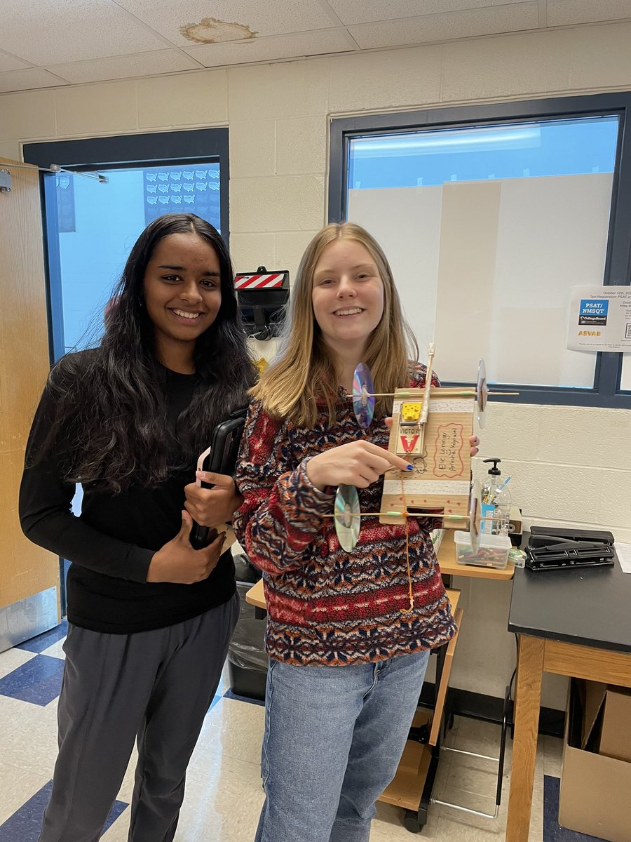 DebbieGerstner's tweet image. Mousetrap powered cars.  Girls in STEM!  @EAST_HAWKS
