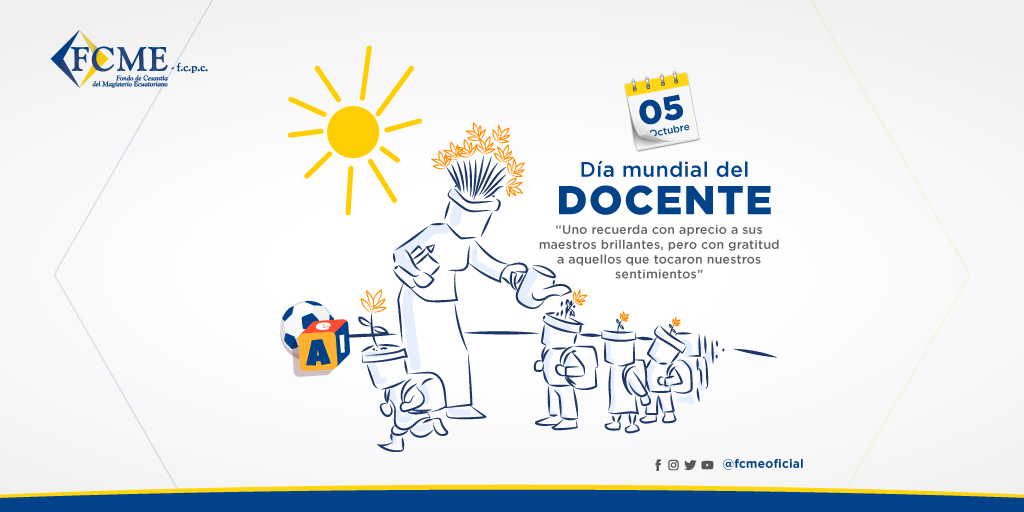 fcmeoficial's tweet photo. "Un profesor trabaja para la eternidad, nunca sabrá hasta dónde llegará su influencia."
- H. Adams -
Un saludo en el #DíaMundialdelDocente a todos los partícipes que en su día a día imparten conocimiento. https://t.co/i1arhWxTkv