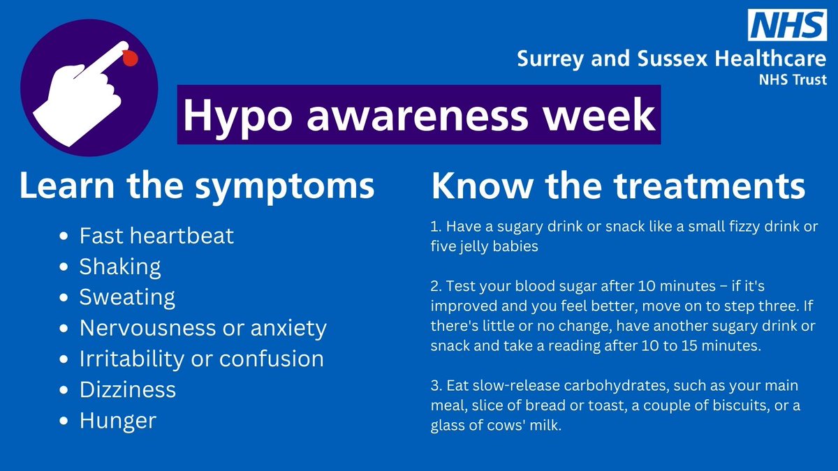 sashnhs's tweet image. We're supporting #HypoAwarenessWeek to raise awareness of the many symptoms and recognise the importance of hypo anxierty for people living with diabetes. Take a look at the image to find out more: