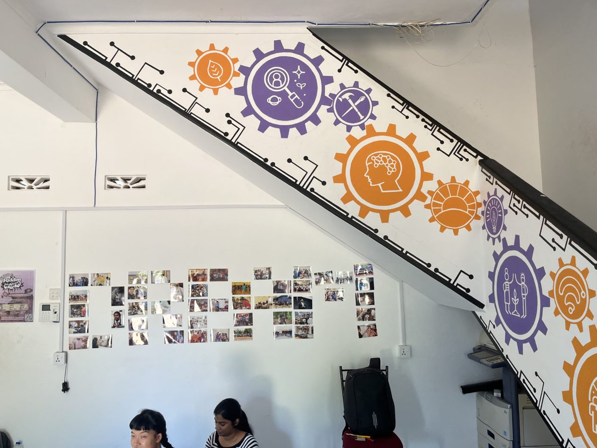 Dinaconference's tweet photo. Jasmine Gutbrod and Dreamspacers Lashantha and Melshan collaborated on a gorgeous new mural along the stairs of Dreamhive https://t.co/dLSdke25kt https://t.co/mpV7LsEJYW