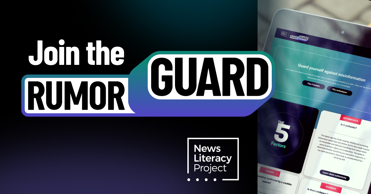 Erin Olson (@eolsonteacher) on Twitter photo Help stop the spread of misinformation! RumorGuard is an awesome <a href="/NewsLitProject/">The News Literacy Project</a> resource for students, teachers, and community. Check it out: rumorguard.org
#RumorGuard #NewsLiteracy #misinformation #sschat #engchat #ncte #ncss #nsta #elachat Help stop the spread of misinformation! RumorGuard is an awesome <a href="/NewsLitProject/">The News Literacy Project</a> resource for students, teachers, and community. Check it out: rumorguard.org
#RumorGuard #NewsLiteracy #misinformation #sschat #engchat #ncte #ncss #nsta #elachat