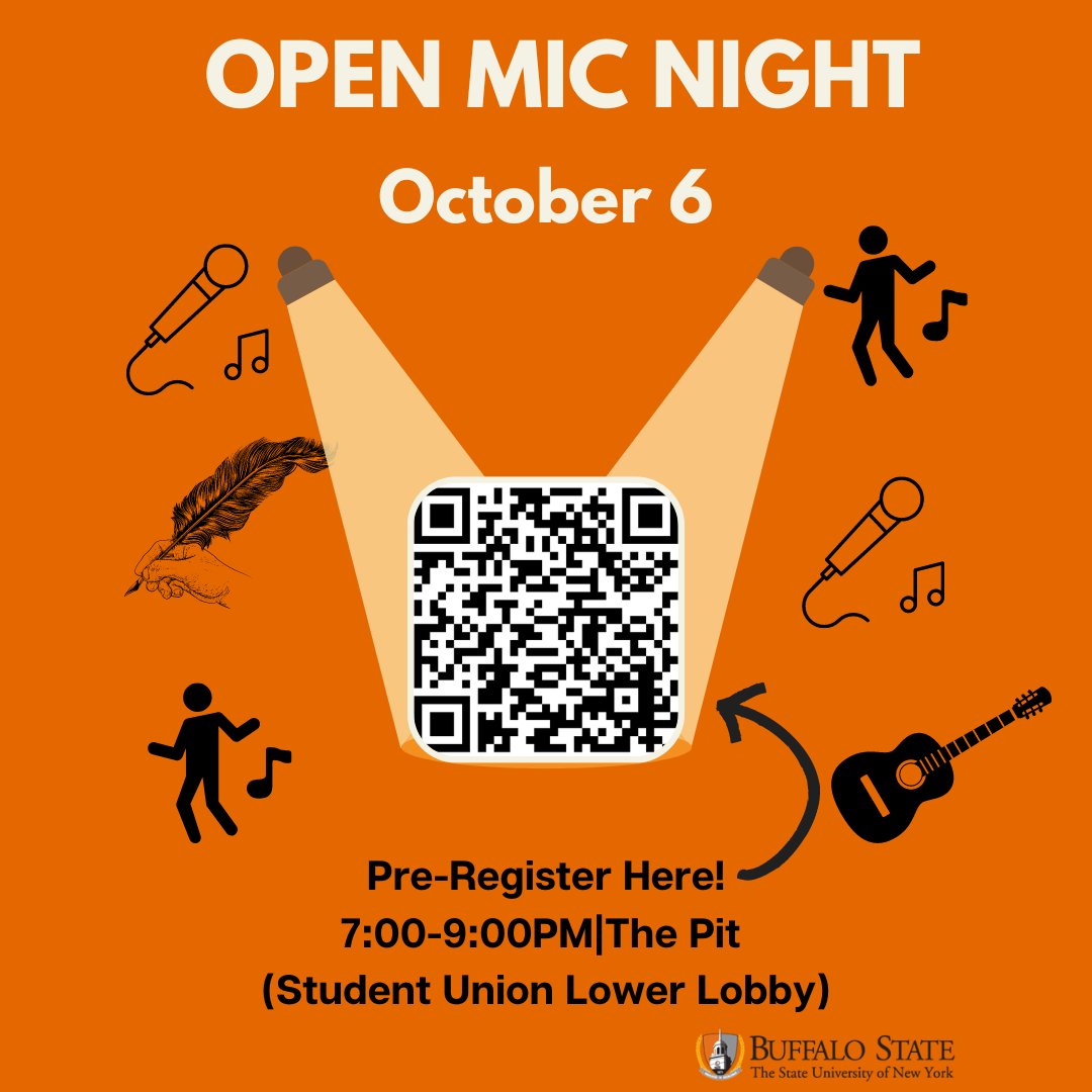 LifeatBuffState's tweet photo. Today is the last day to sign up for Open Mic Night! Visit here to pre-register https://t.co/DFxBM5N7OM https://t.co/Hrr64mLiBX