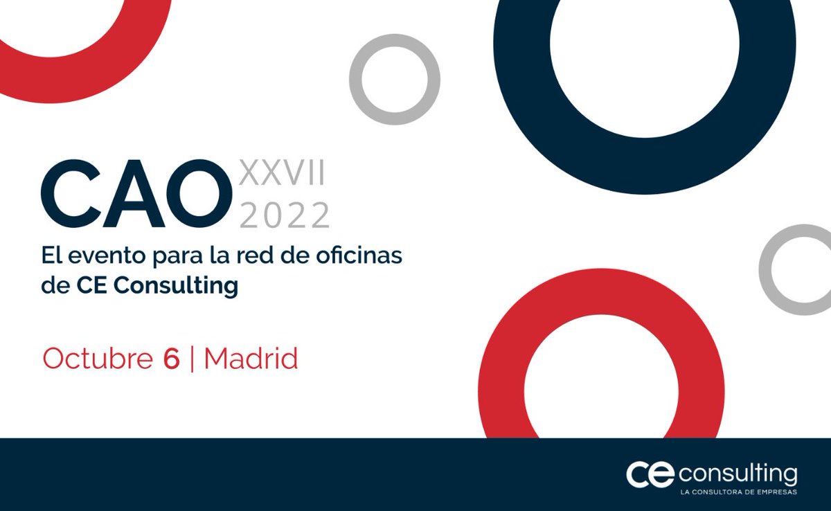 Mañana celebramos nuestro congreso CAO. Un evento para nuestra red de oficinas, en el que presentaremos el plan estratégico, los nuevos servicios y el nuevo portal CE. Además, tendremos tiempo para charlar y compartir impresiones sobre diferentes asuntos que nos interesan a todos