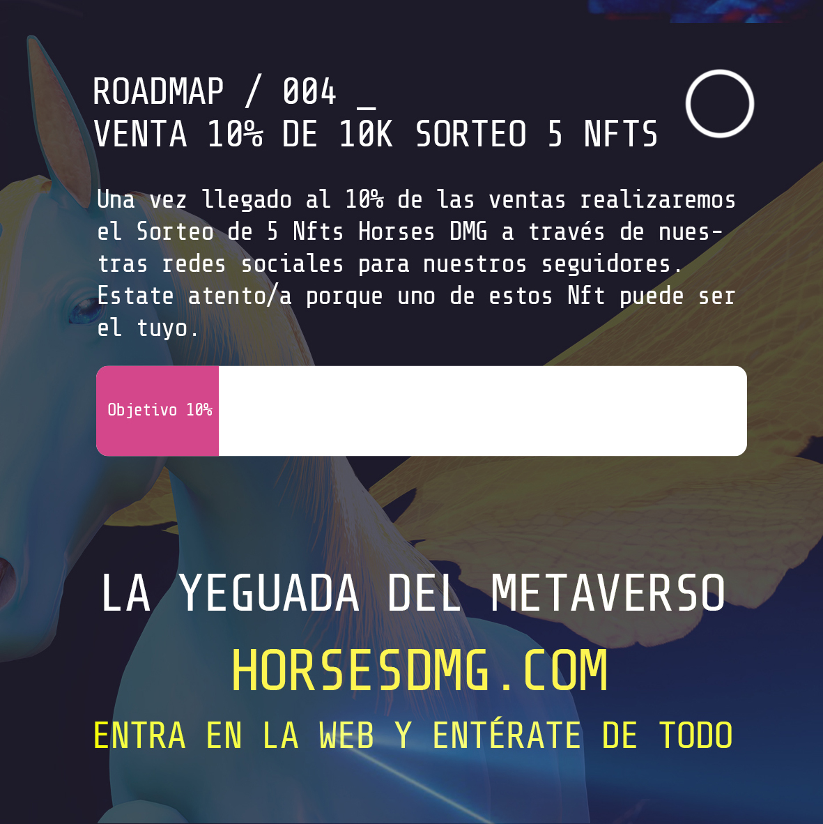 HorsesDMG's tweet photo. Te recordamos nuestro Roadmap!
Llegados al 10% de las ventas de la colección realizaremos el Sorteo de 5 Nfts Horses DMG a través de nuestras redes sociales

Comprar Horses DMG
https://t.co/yDpUAM6mUU
+Info https://t.co/Yc8SUYmGmP

#NFTs #NFTCommunity #nftart #nft #hipica #Horses https://t.co/BfGZWxaSdg