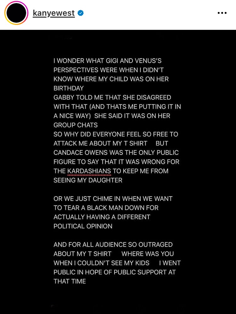kmichel_BU's tweet photo. Following the release of his new fashion collection, Kanye West is yet again having another episode on Instagram. I’ve always felt it was for the free publicity, but is it worth hurting others in the process? #2022CM707 @MGDowding https://t.co/ECLfVYVkOS