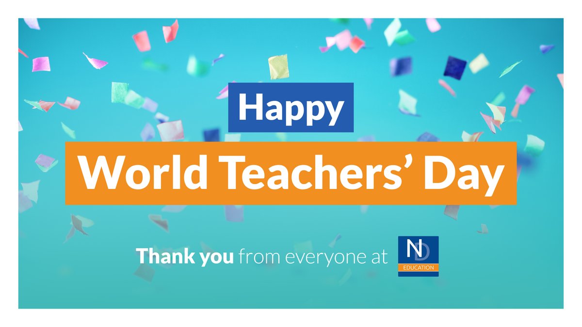 ndeducation's tweet photo. π Whilst we like to celebrate our teachers every day, today sees the rest of the world celebrating just how great you are!
So on #WorldTeachersDay, we'd like to say a HUGE THANK YOU for all that you do β you really make such a difference every single day.
#InspiredByTeachers https://t.co/lZ48Sk8tUp