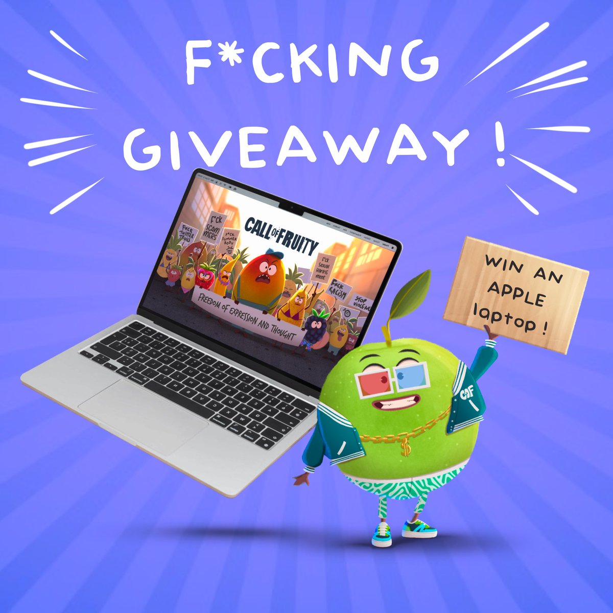 F*CKING MEGA GIVEAWAY 🍌🍉🍇🍑🍓

10 F*cklist Spot + 1 New Macbook Air M2 (1499$)🎁

🔁 RT &amp; ❤️ this post
✅ Follow @ProjectCOF on twitter and discord
 
👥 Join our discord discord.com/invite/cof and react with "🎉" on the Giveaway channel

End in 72hrs 🔥

Good luck! 🍀