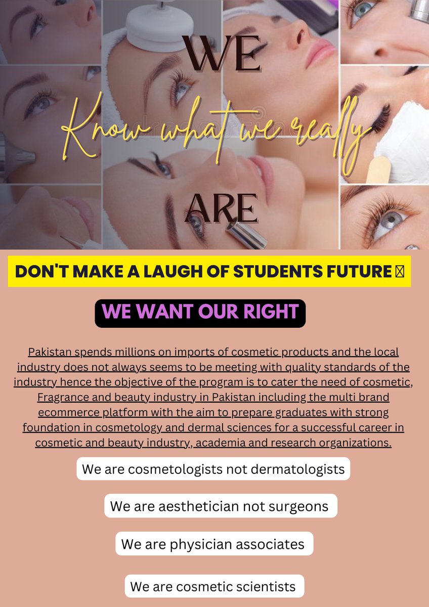 Mahnoor59660843's tweet photo. We will be able to pursue our career objectives in professional or graduate schools, in scientific or government run institutes related to cosmetic, fragrance and beauty industry, after the completion of our graduation.
@hecpkofficial 
@HumayunMohmand 
@FMGs_Official https://t.co/7ixY9gQVzr
