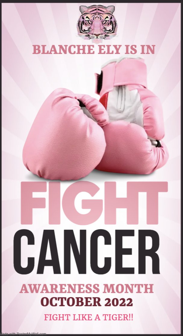 blanche_ely's tweet photo. OCTOBER IS BREAST CANCER AWARENESS MONTH! 
#FIGHTLIKEATIGER #FIGHTBREASTCANCER https://t.co/UzD4XCbDmD