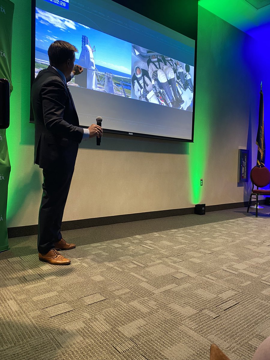 Timing in everything… Listening to Tim Hughes from SpaceX talk about their innovation journey with UND students while Falcon 9 launches simultaneously. #innovation #space #undProud #SpaceX