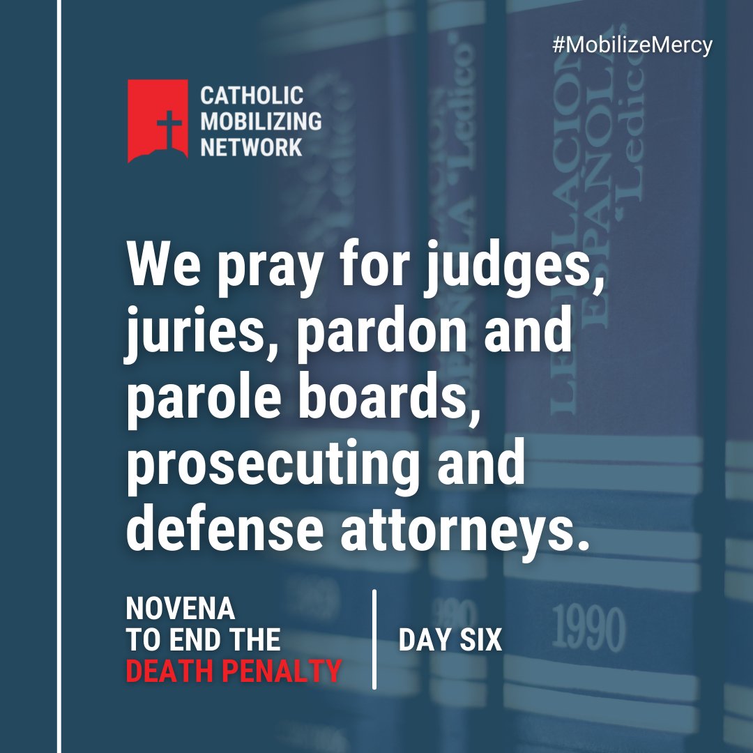 GRDiocese's tweet photo. Novena to #endthedeathpenalty, Day 6: We pray for judges, juries, parole boards and others who make life and death decisions. Pledge to Pray w/
@pontifex
and offer your personal intentions >>> https://t.co/RAdShDBwBK
#MobilizeMercy #respectlifemonth https://t.co/Uvdp7IDXZx