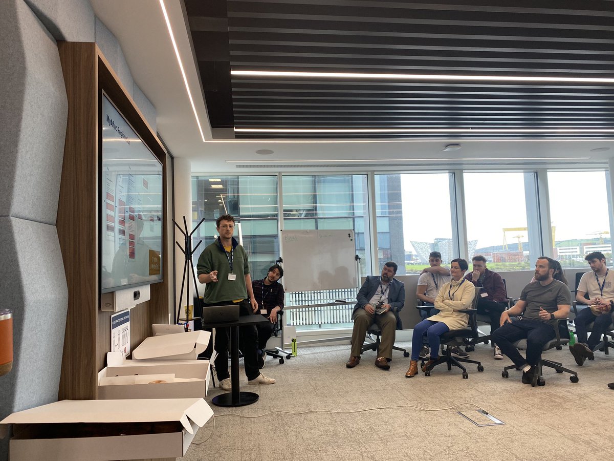 MrsDMorrow's tweet photo. ‘Show and Tell’ Today for our #incubationlab ! Pre read of #PRFAQs, pitch of proof of value storyboard & sharing our learnings from discovery! Yes, we brought donuts 🍩Absolutely brilliant morning @aflac NI!! #Tech #innovation #learning #learningbtdoing #experiment https://t.co/Pv31vzSy7B