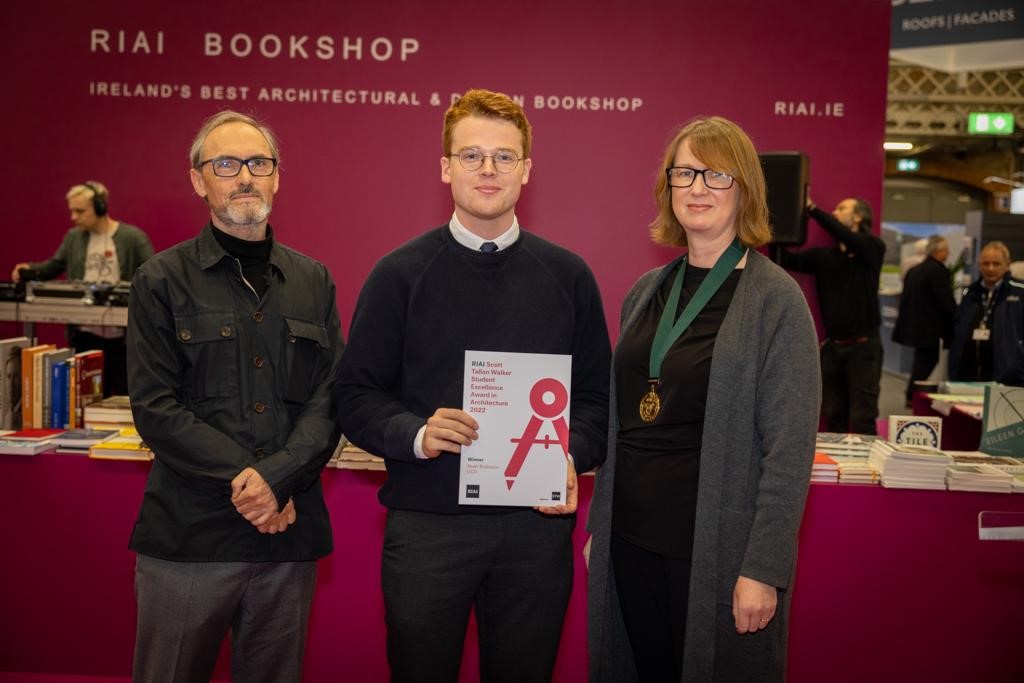 RIAIOnline's tweet photo. The next Student Award is the RIAI and @stwarchitects Student Excellence Award for Architecture which is awarded to students of architecture enrolled in their final thesis year. 

🥇Winner: Noah Brabazon @UCDArch 

🥈Highly Commended: Zoe Gibson @UlsterUni 

#RIAIConference https://t.co/r69ne7Y1dG