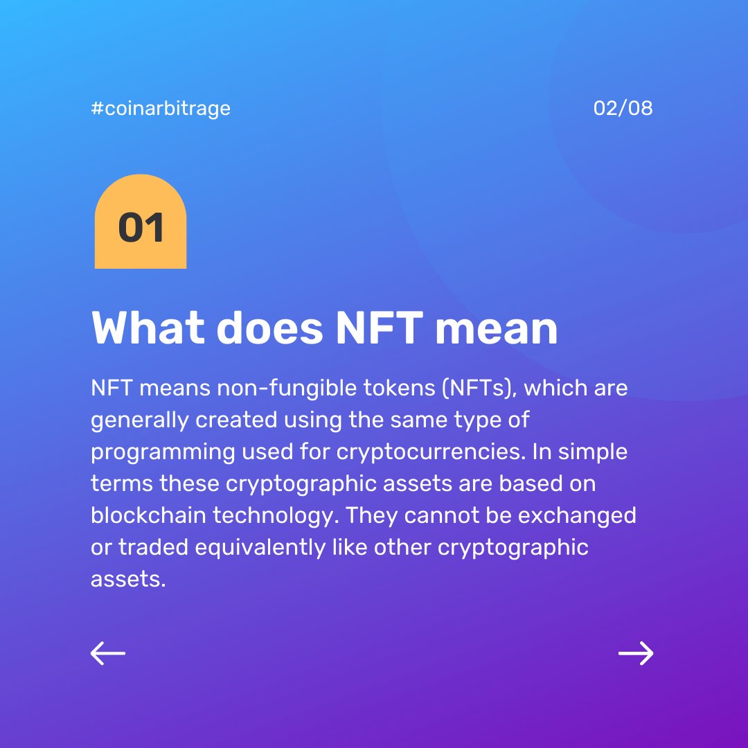 CoinArbitrageio's tweet photo. What is NFTs? Part 1

Join our Telegram group for any questions , feedback or just to say hi to everyone and to be a part of our daily growing Family!

#cryptocurrency #arbitrage #crypto #blockchain #cryptonews #cryptotalk https://t.co/Bd4AVPfIOV