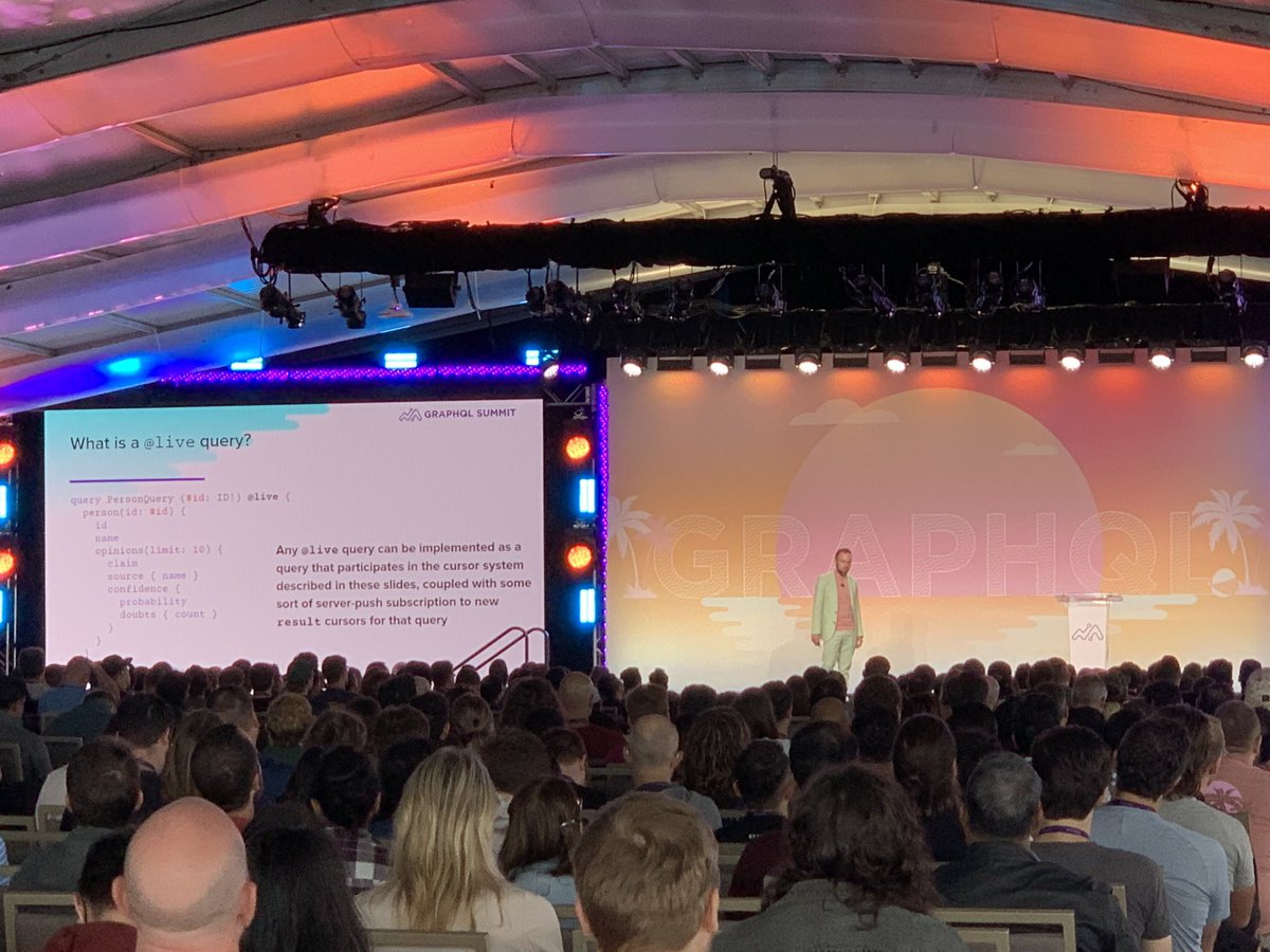 Danielle Man (@danimman) on Twitter photo Surreal to be back at #GraphQLSummit and hearing <a href="/benjamn/">Ben Newman</a> talk about Live Queries.
The first GraphQL Summit in 2016 was just a couple hundred people who were enthusiastic about GraphQL and interested in making sure it stuck. The community and tech have come such a long way. Surreal to be back at #GraphQLSummit and hearing <a href="/benjamn/">Ben Newman</a> talk about Live Queries.
The first GraphQL Summit in 2016 was just a couple hundred people who were enthusiastic about GraphQL and interested in making sure it stuck. The community and tech have come such a long way.
