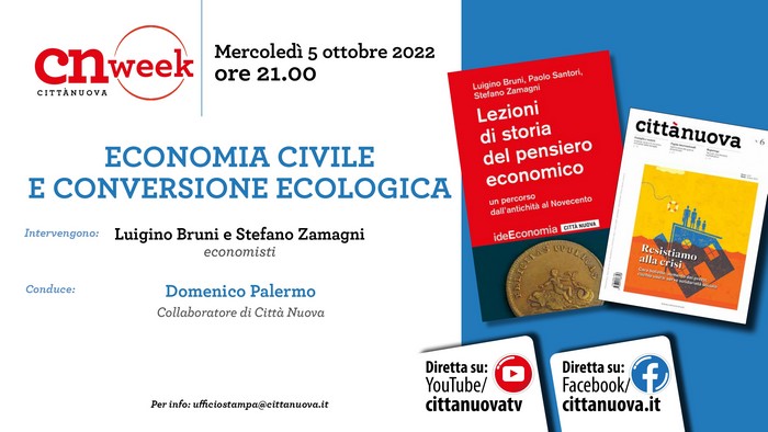 Edc_online's tweet photo. 🟥 Questa sera #5ottobre alle ore 21:00, per la #cnweek2022 @bruniluis e #StefanoZamagni dialogano con Domenico Palermo su: «𝗘𝗰𝗼𝗻𝗼𝗺𝗶𝗮 𝗰𝗶𝘃𝗶𝗹𝗲 𝗲 𝗰𝗼𝗻𝘃𝗲𝗿𝘀𝗶𝗼𝗻𝗲 𝗲𝗰𝗼𝗹𝗼𝗴𝗶𝗰𝗮».
Accesso diretto da questo link: ⬇️
@cittanuova_it
https://t.co/2PVWdB0Kg1 https://t.co/ctIcao5ngD