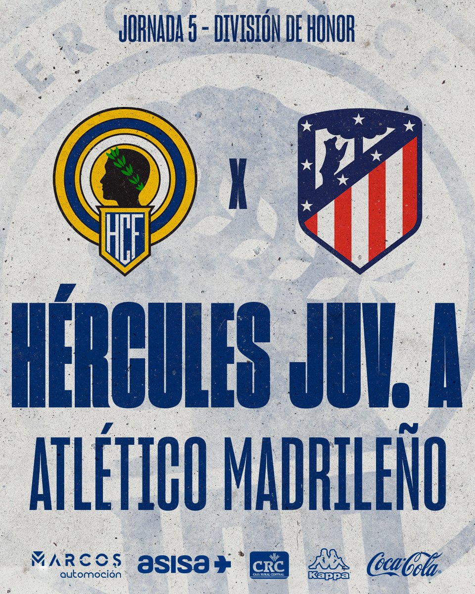 cfhercules's tweet photo. 𝗣𝗥𝗢́𝗫𝗜𝗠𝗢 𝗣𝗔𝗥𝗧𝗜𝗗𝗢

🆚 Atlético Madrileño CF
🗓 08.10.2022
⏰ 16:30
🏟 Ciudad Deportiva Antonio Valls

#CanteraHCF • 💙 #MachoHércules 🤍 https://t.co/LtPtWA1QZw