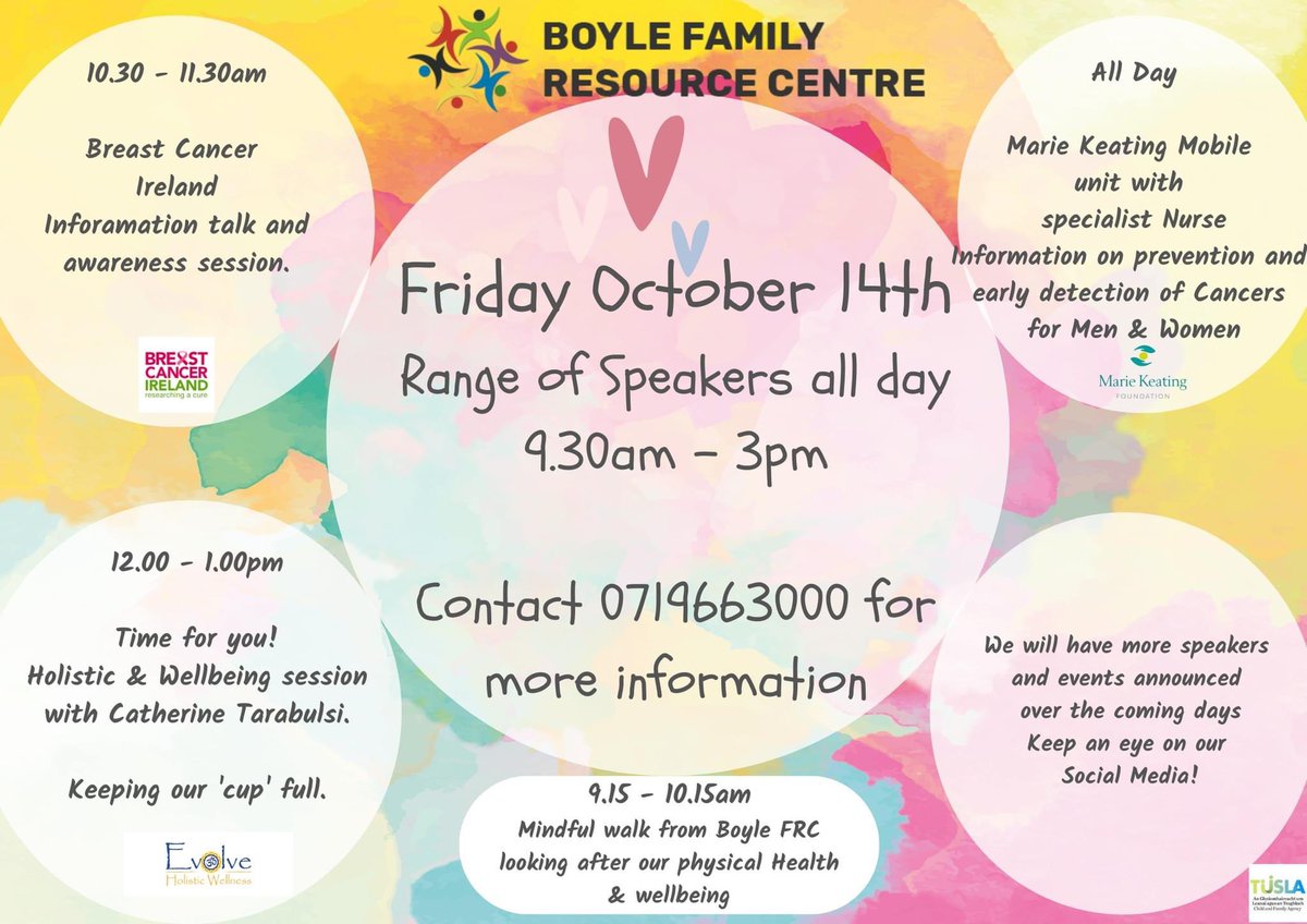 Frcboyle's tweet photo. 𝗠𝗶𝗻𝗱𝗶𝗻𝗴 𝗠𝗲 𝗗𝗮𝘆!

On Friday October 14th we are hosting a 'Minding Me Day' with a range of speakers and events. Mark it in your diary &amp; take a day for you! 

#mindingme
#community
#holistic #familyresourceirl https://t.co/fkTW94uOvB