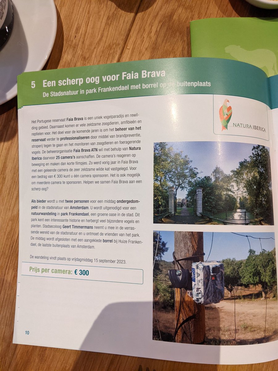 Veilingdiner <a href="/GlobeGuards/">GlobeGuards</a> begonnen. Met ook 2 items van <a href="/NaturaIberica/">Stichting Natura Iberica</a> waar ik (in mijn vrije tijdl) bestuurslid ben. Intussen al meerdere wildcamera's in Faia Brava via biedingen gefinancierd gekregen. Belangrijk voor brandpreventie en tegengaan stroperij.