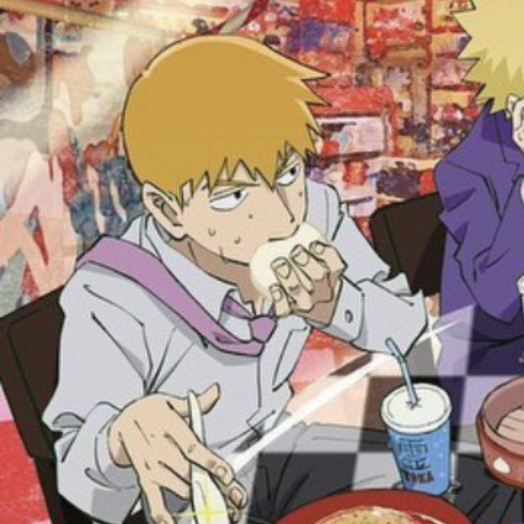 cherrymoped's tweet photo. why does reigen always eat his food in the most disgusting atrocious slobbish way https://t.co/Ap6eQ5hUPH