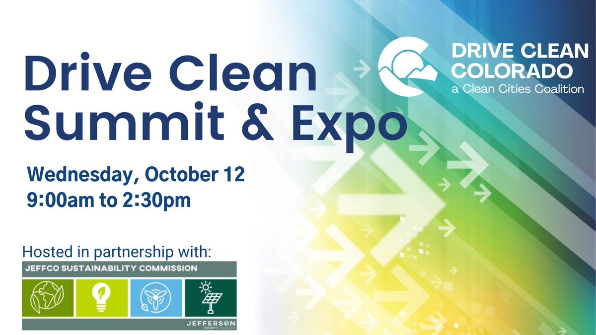 Only 1 week left until our Drive Clean Summit. We’ve got big tech &amp; vehicle expo planned &amp; an exciting slate of speakers. Register now! Thanks to <a href="/JeffcoColorado/">Jeffco Colorado</a> &amp; the Jeffco Sustainability Commission for hosting &amp; for lunch sponsored by <a href="/Motivps/">Motiv Power Systems</a> ow.ly/OMjf50L2fyT