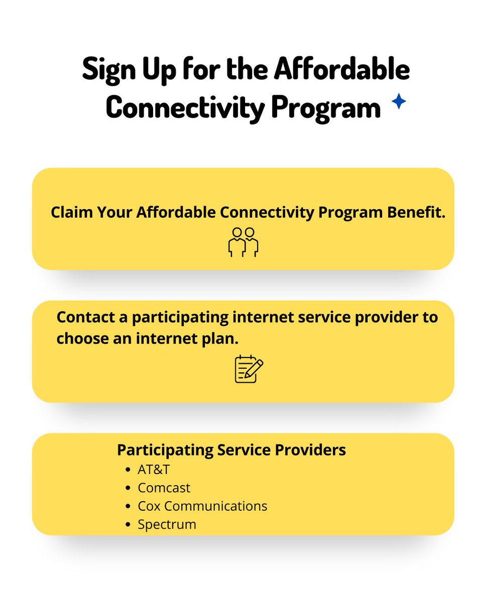 sloanhelpgroup's tweet image. Your household may be eligible to receive a monthly discount on a new or existing internet service plan with the Affordable Connectivity Program (ACP).

Click to see if you’re eligible for ACP:
➡️ affordableconnectivity.gov/do-i-qualify/

#Internetprogram #TSLHG