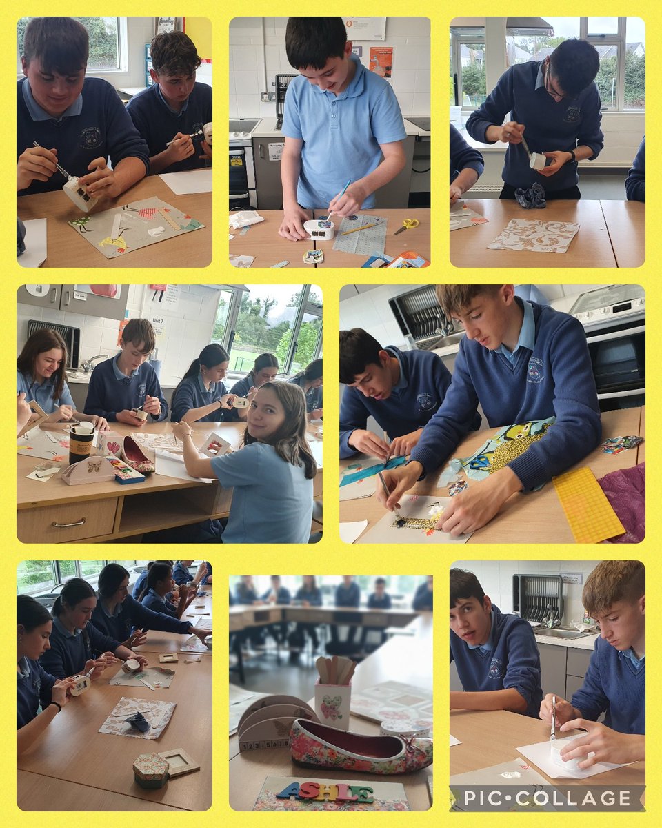 BallinamoreCS's tweet photo. This week our TYs really enjoyed learning Decoupage with Taragh from The Craft Cabin, Cavan. A lovely craft that everyone found relaxing as they worked through the process completing their pieces 😊#decoupage #crafting #transitionyears  #homeeconomics #Wellbeing https://t.co/fzRTuuaZee