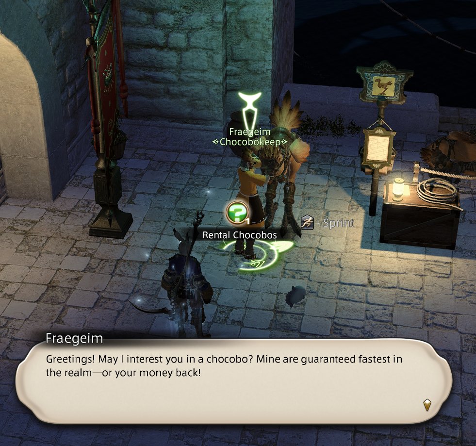 fisherfruity's tweet photo. TIL: You can RENT CHOCOBO MOUNTS?

You mean I didn't have TO RUN ALL THIS TIME!? 6.5k Hours and how am I just learning this? 

#FFXIV https://t.co/2JJ0Ty1cga