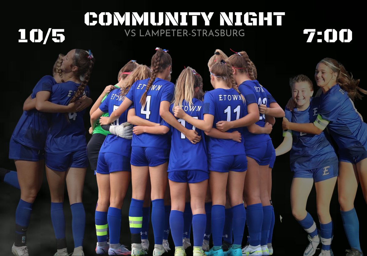 Come on out for our community and Mini-Thon gold-out night tonight and cheer us on in a section matchup vs LS! #etowngsoc #writingourownstory