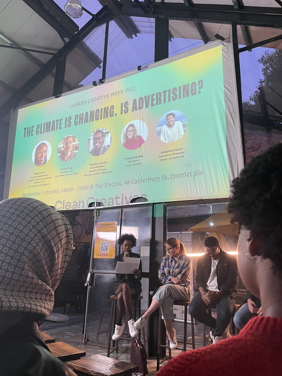 ZAClimateNews's tweet photo. Excited to be at the Loeries Creative Week with @CleanCreativeSA. Amazing work being done by these creatives to fight climate change. 

#loeries #loeriescreativeweek #cleancreatives #climatechange #climateemergency https://t.co/HZQh6RIuka