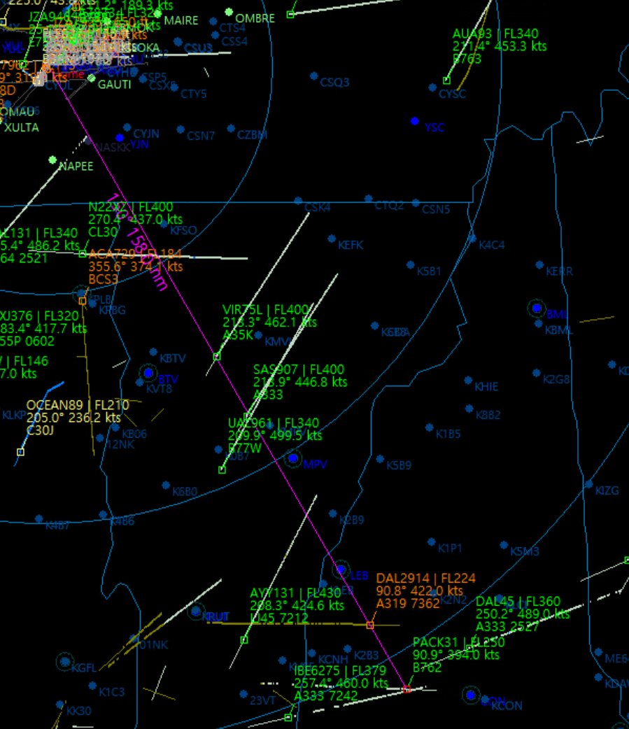 yulaviation's tweet photo. USAF KC46 #PACK31 working AR631. Inter-plane to #PACK32 currently off the cost of Maine. Discussing AAR with with F-15s and C17 #JEDI41
#haveglass #avgeek #avgeeks #ADSB #planespotting #aviation #aviationdaily https://t.co/3aMZq4EX5l