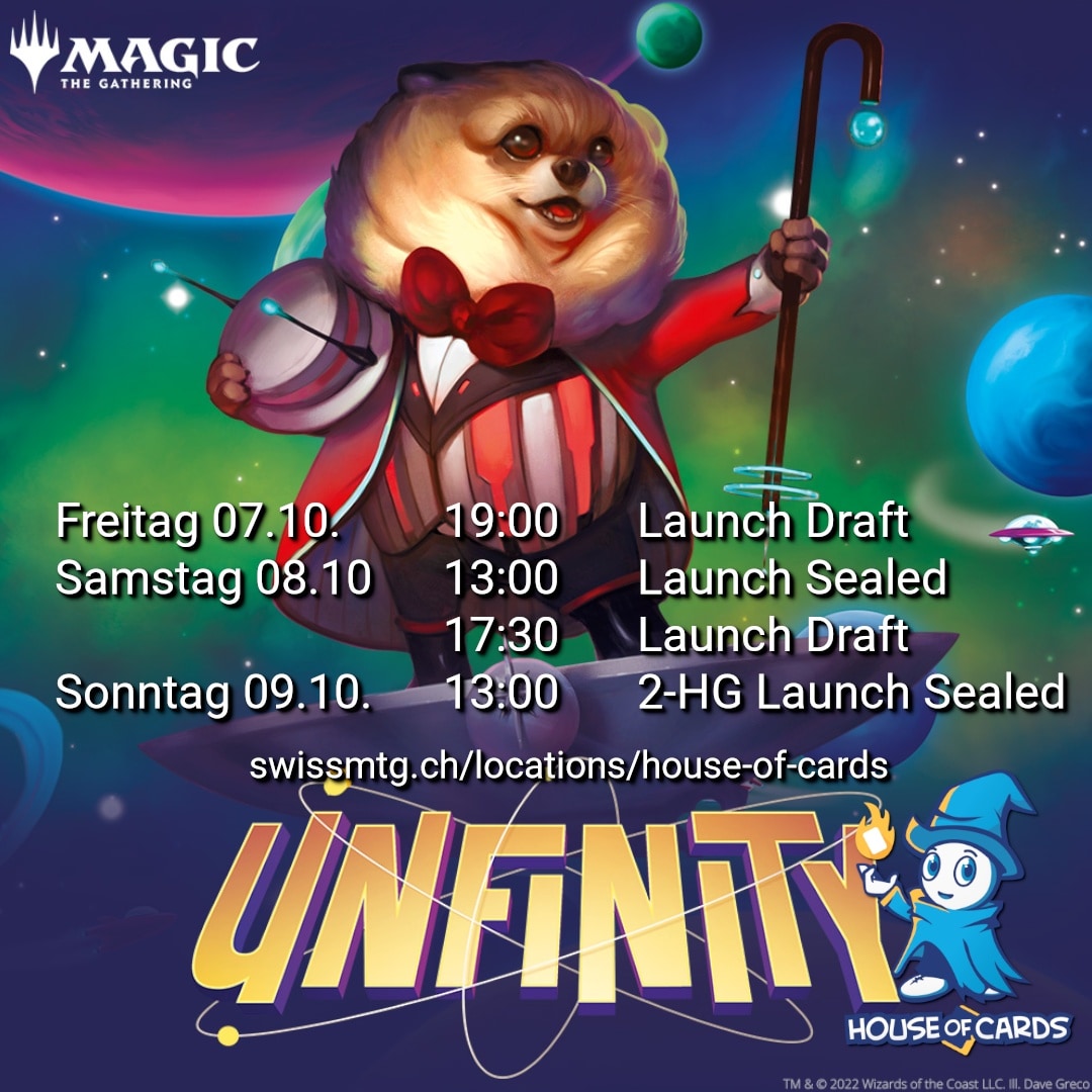HoCusCards's tweet photo. Hereinspaziert, willkommen zur Sondervorstellung im Weltraumzirkus!
Besuche uns zum Unfinity Launch - für einmal bleiben auch wir im HoC nicht auf dem Boden 🥰
#mtgunfinity #silverbordered #spacebeleren #mtgimhoc #launchweekend #notsoserious #spacepup #circus #colourful #flgs https://t.co/y9CyOVGdas