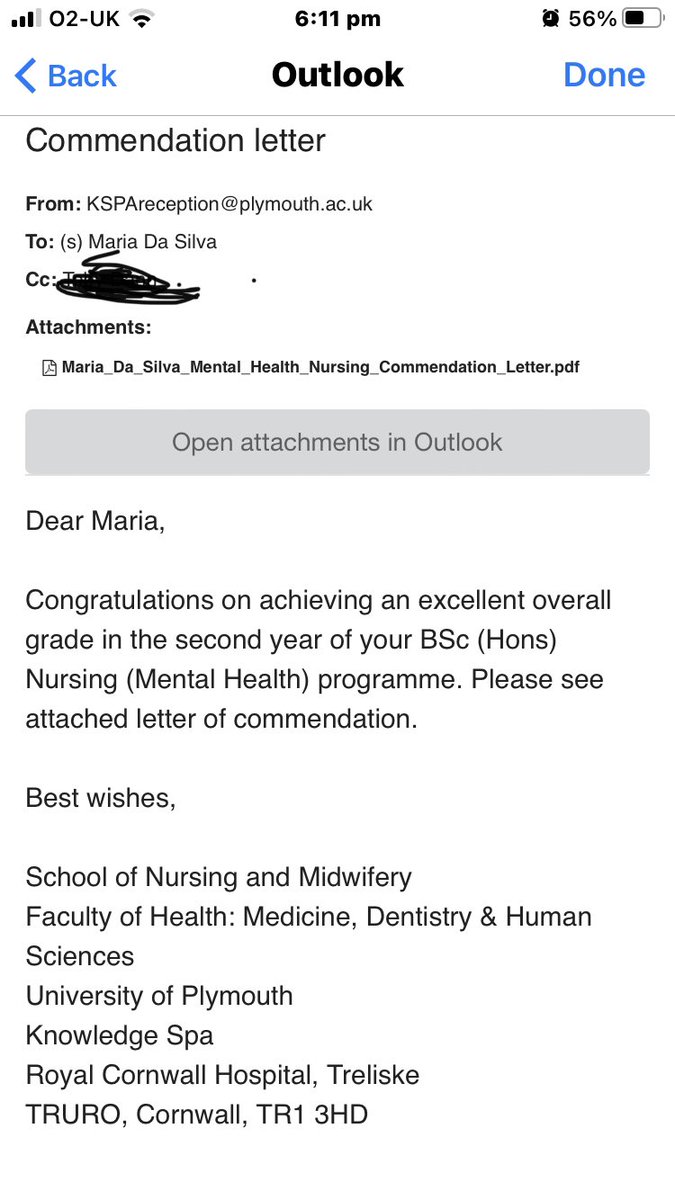 I got my Commendation  Letter by Plymouth Uni , when I thought I wouldn’t get one  because I was taken to the 2nd exam board. It’s nice to get a pat on the back ☺️#PUNC20