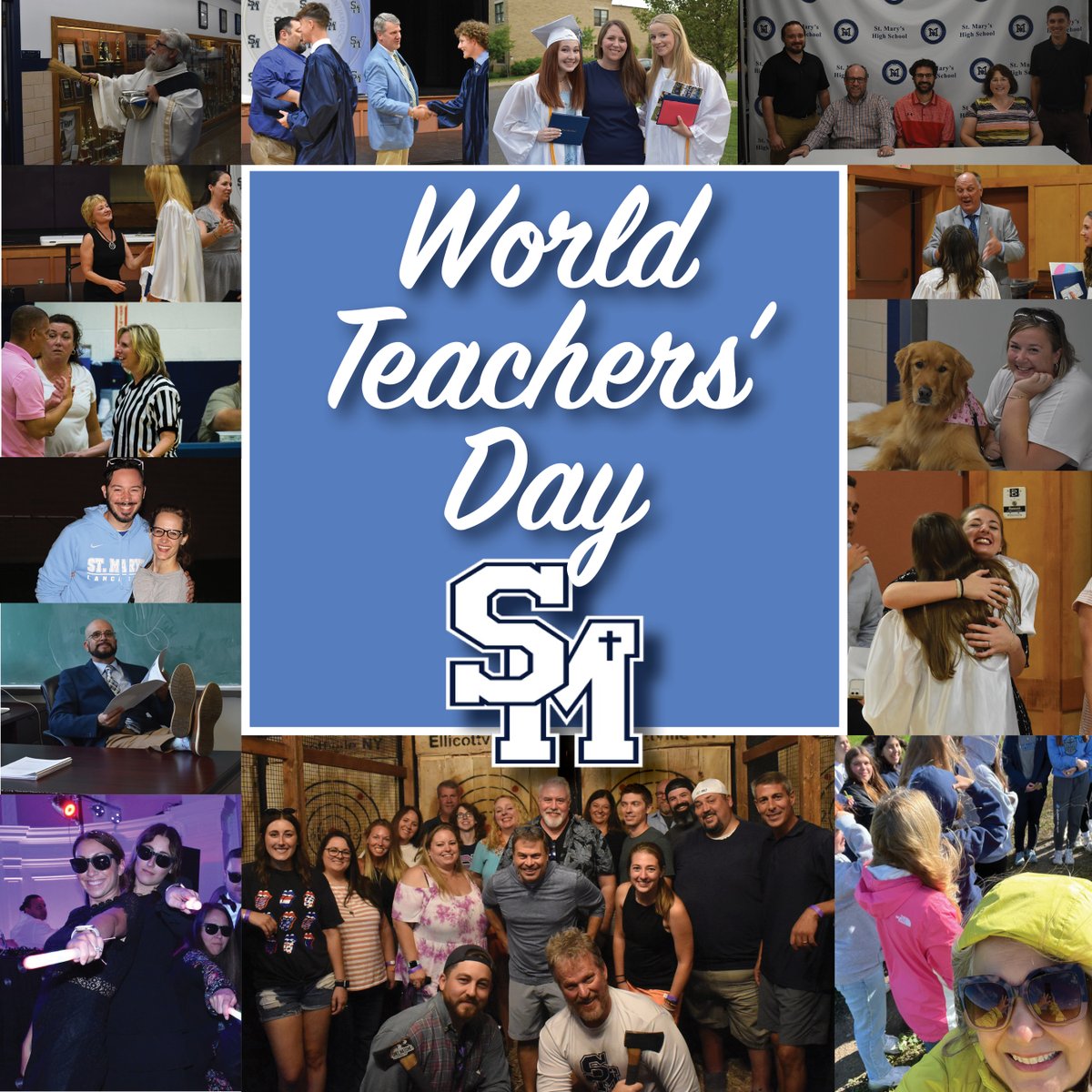 stmaryslancers's tweet photo. Today is #WorldTeachersDay! We are so fortunate to have the most incredible men and women teaching our students lessons that they take with them for years to come. They do so much more than just teach from textbooks - but they do a REALLY good job doing that too. Thank you. https://t.co/VfKdLXYnX7
